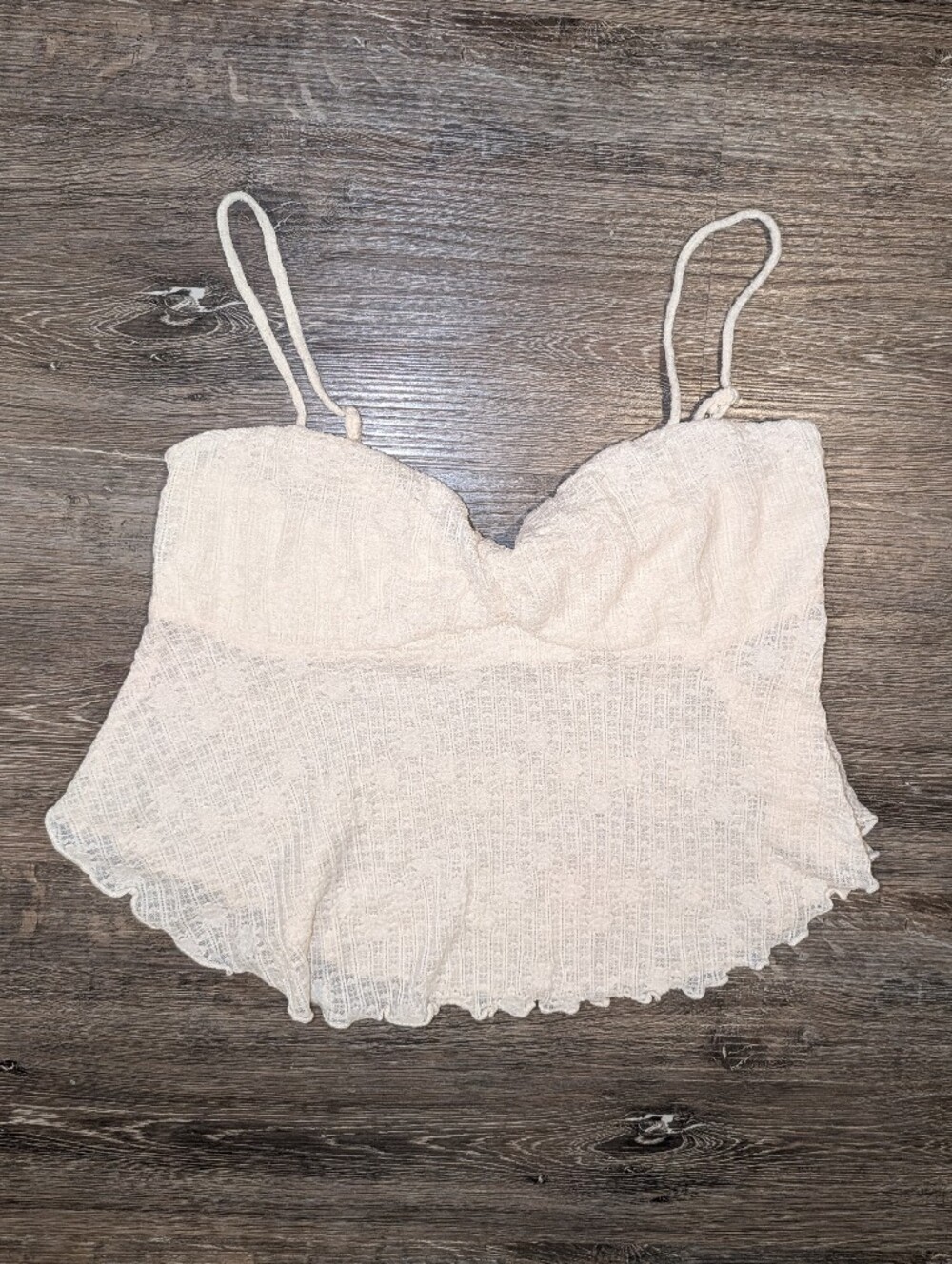 Heart Hips Cream Lace Ruffle Crop Top